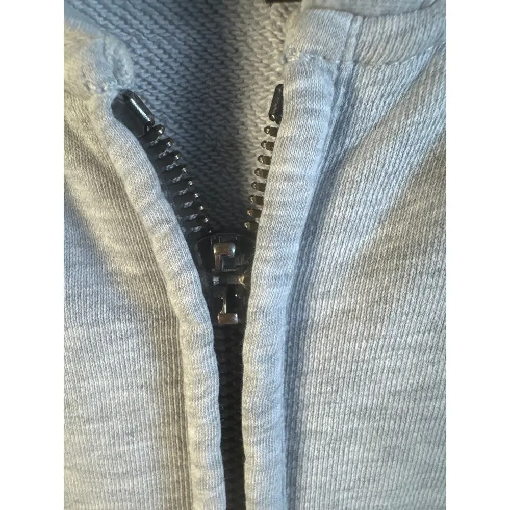 True Religion Mens Zip Up Hoodie Medium Heather Grey Embroidered Horseshoe Logo